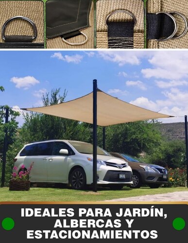 Malla Sombra 5x4 M Raschel 90% Beige Reforzada Hanlob