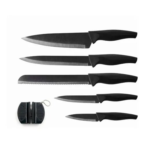  Juego de cuchillos de cocina, juegos de cuchillos de 18 piezas  para cocina con bloque y afilador, juego de cuchillos de acero inoxidable  con barra de cuchillo, 6 cuchillos de carne