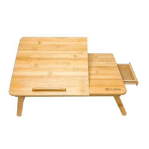 Mesa para Laptop Plegable de Bambú con Compartimientos .