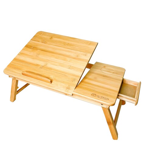 Mesa para Laptop Plegable de Bambú con Compartimientos .