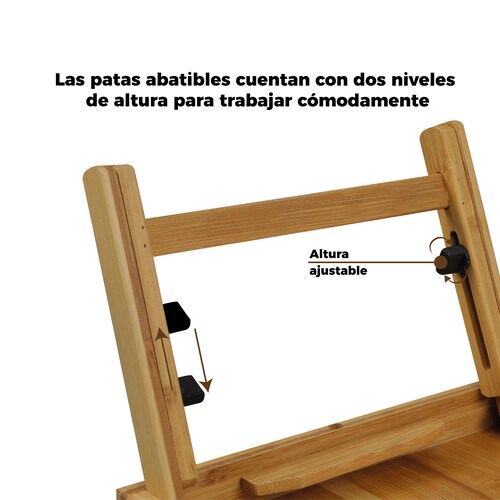 Mesa para Laptop Plegable de Bambú con Compartimientos .