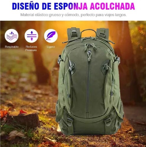 Mochila De Nylon De 30 Litros Senderismo Campamento Verde Militar.