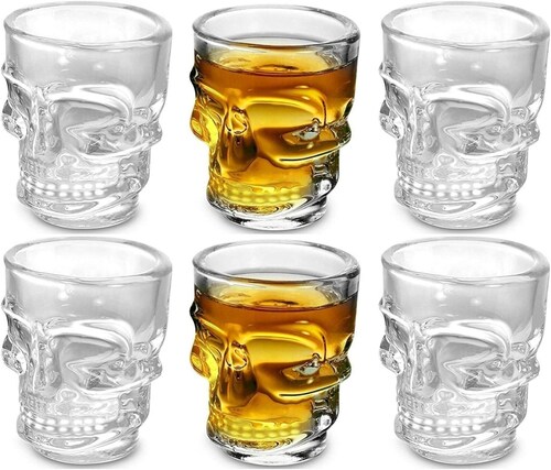 Set De 6 Vasos Para Shot De Vidrio Diseño Calavera Bebidas