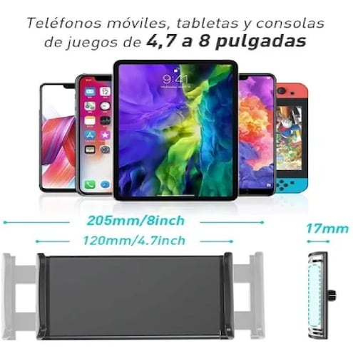 Soporte Tablet Coche Ajustable Para Reposacabezas