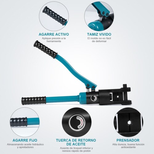 Ponchadora Hidráulica Kit De Herramientas Multiusos Negra con Azul