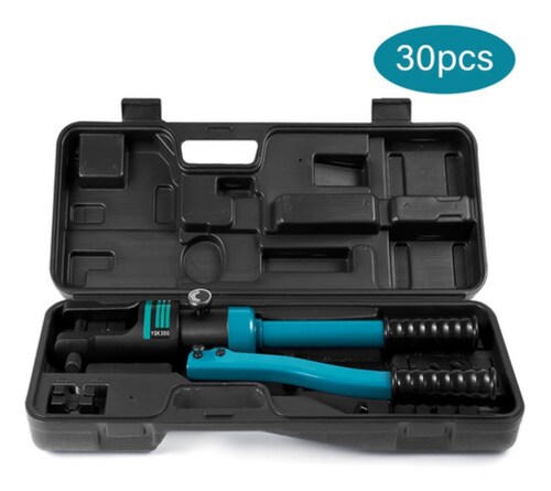 Ponchadora Hidráulica Kit De Herramientas Multiusos Negra con Azul