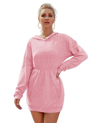 Sudadera Vestido Manga Larga, Hoodie, Elastico En La Cintura
