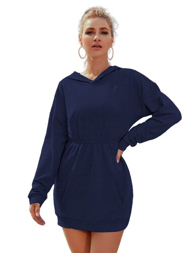 Sudadera Vestido Manga Larga, Hoodie, Elastico En La Cintura