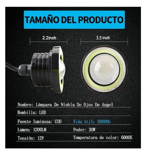 Duo Faros Antiniebla Led 3,5in Ojos De Ángel