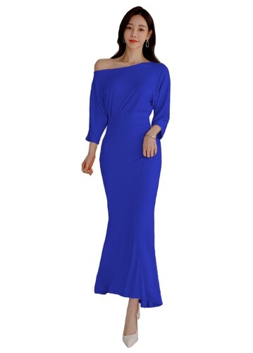 Vestido asimetrico corte coreano manga tres cuartos