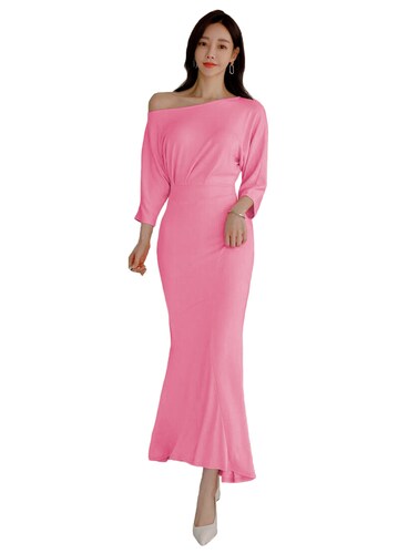 Vestido asimetrico corte coreano manga tres cuartos