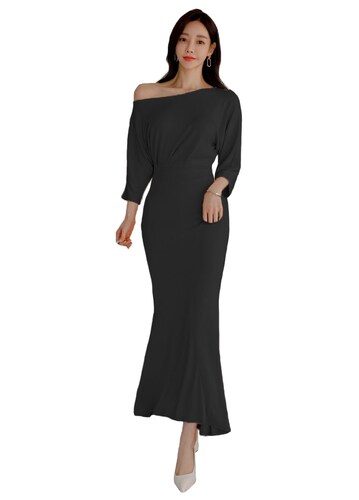Vestido asimetrico corte coreano manga tres cuartos