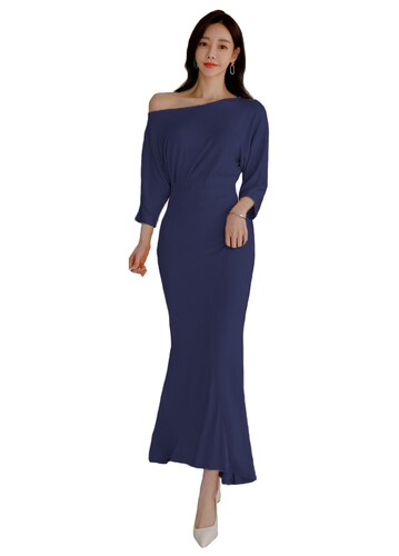 Vestido asimetrico corte coreano manga tres cuartos
