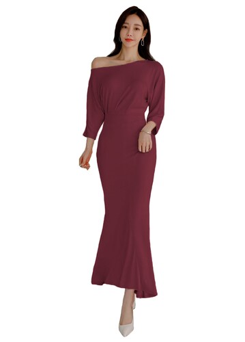 Vestido asimetrico corte coreano manga tres cuartos