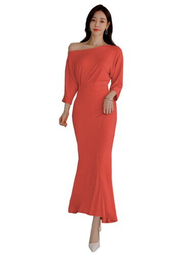 Vestido asimetrico corte coreano manga tres cuartos