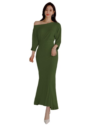 Vestido asimetrico corte coreano manga tres cuartos