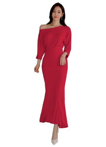 Vestido asimetrico corte coreano manga tres cuartos