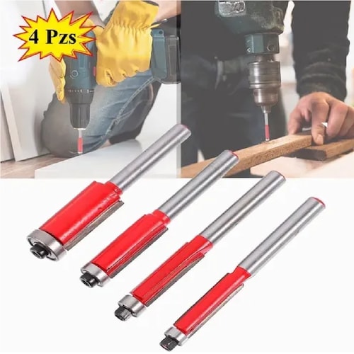 Juego De 4 Piezas Brocas Rectas Con Balero Para Router