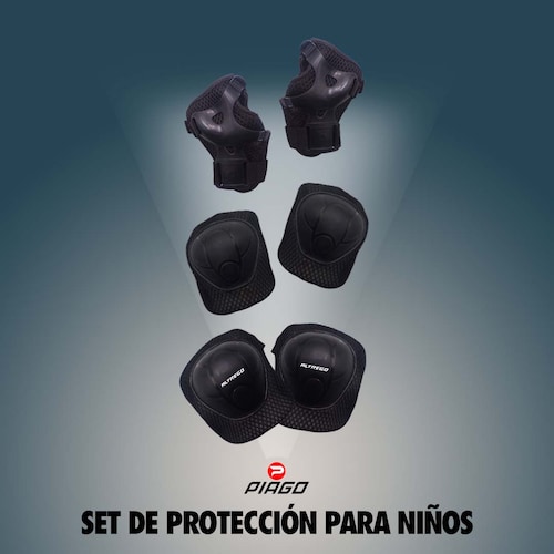 Set Niño/a Infantil Rodilleras Coderas Muñequeras Bicicleta Patin Patineta Negro