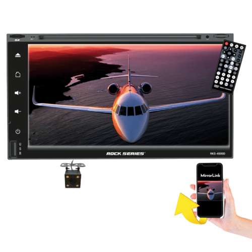 Estéreo 2 DIN Rock Series RKS-4500D 6.95" Android Mirror Link iOS DVD Cámara de reversa .