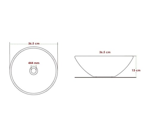 Lavabo Ovalin Tipo Bowl Color blanco Brillante ceramica porcelanizada 36cm