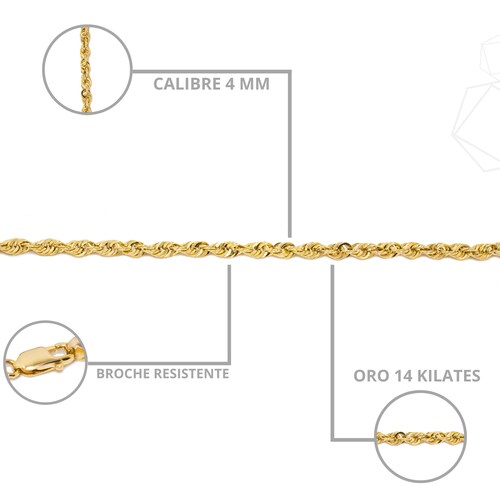Cadena Torsal Oro Italiano 14 Kilates. 