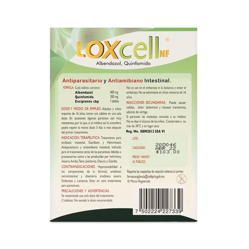 Loxcell Tratamiento Amibiasis Una Dosis