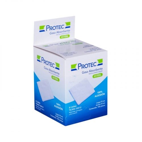Gasa Estéril 10x10 Protec Caja C/100 Sobres.