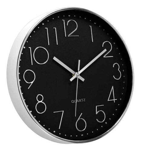 Reloj De Pared Decorativo Moderno 3d Cuarzo Negro con Plata