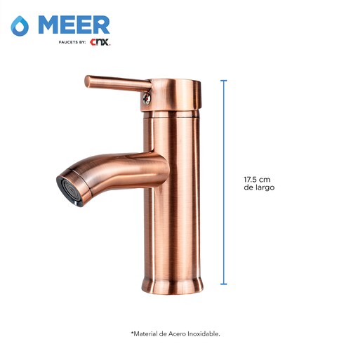 Mezcladora Monomando Para Lavabo Incluye Contra Canasta Pop up Color Cobre.