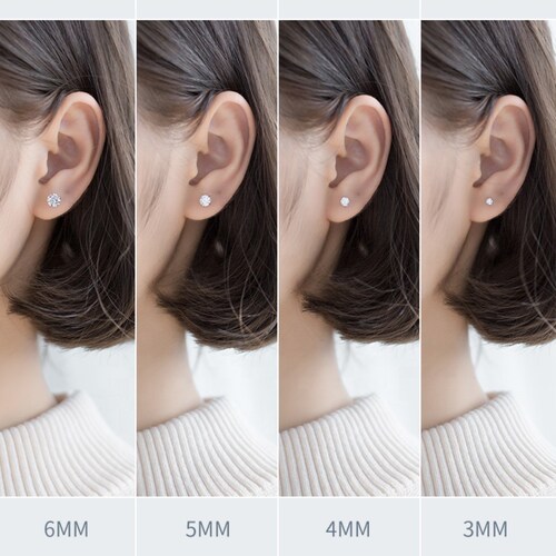 Aretes Plata Ley 925 | Zirconia 3mm Amor + Estuche 