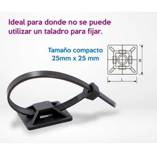 Base Porta Cincho Adherible 25mm 100piezas Ens-ag19 Enson