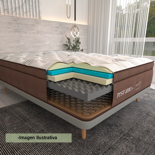 Colchón Queen Size Restonic Crosby Con Mega Colchoneta Para Descanso Premium.