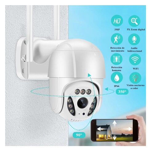 Cámara De Seguridad Exterior Wifi Con 360 Ptz