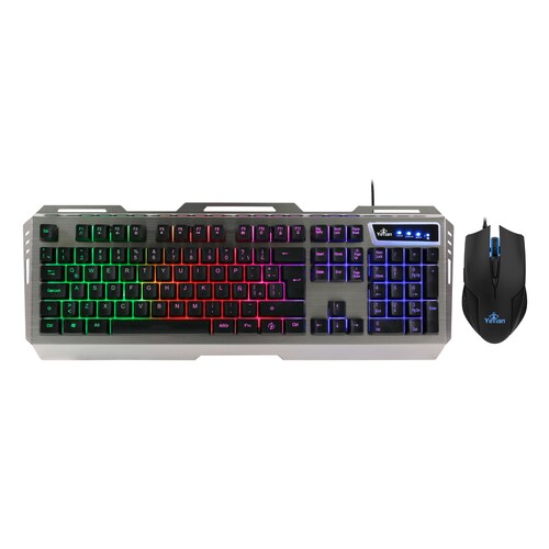 Kit de Teclado & Mouse Gamer, Yeyian Phoenix 3000 RGB, Alámbrico USB, Negro/Gris