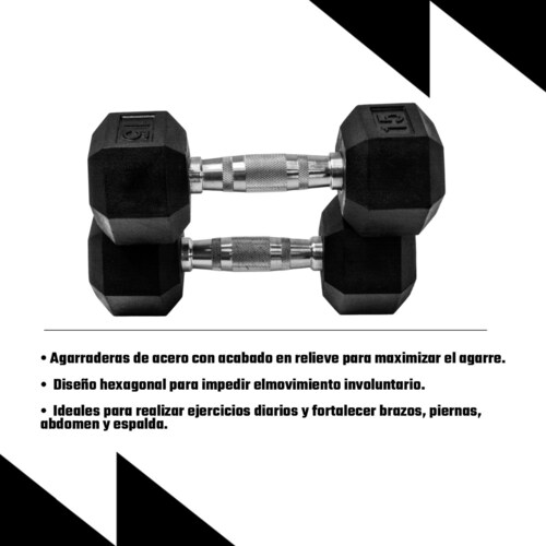 2 Mancuernas Hexagonales 15lb 6.8 Kg Kit Pesas Gym Fitness