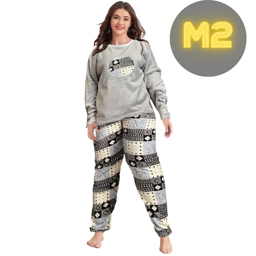 Pijama De Mujer Tallas Extra Tela Polar Flane para Invierno Calientita  PIJ-055-MJE