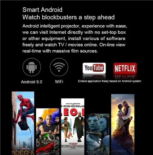 Proyector Android 9.0 Wifi 1080p Blanco