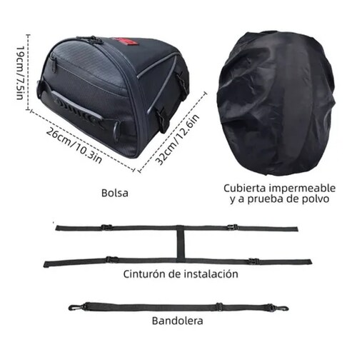 Bolsa Trasera De Motor Expandible Con Funda Impermeable
