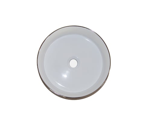 Lavabo ovalin de sobreponer PLATEADO / PLATA metalico redondo 36cm