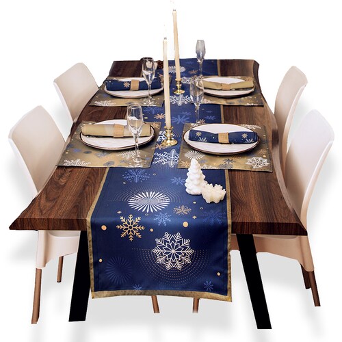 Camino De Mesa Béla Navideño 2.90m Largo X 40cm (8 Sillas) Copos