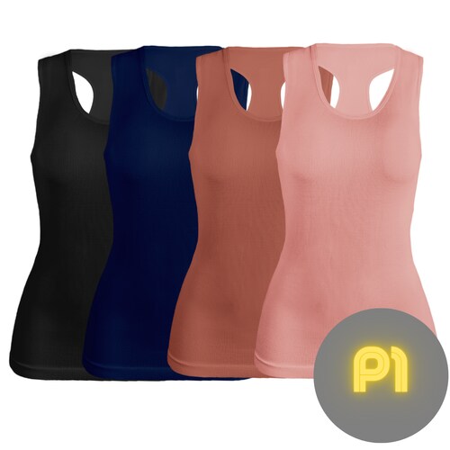Pack 4 Playeras Olímpicas Microfibra Blusa Fresca Básicos de Mujer BL-1007