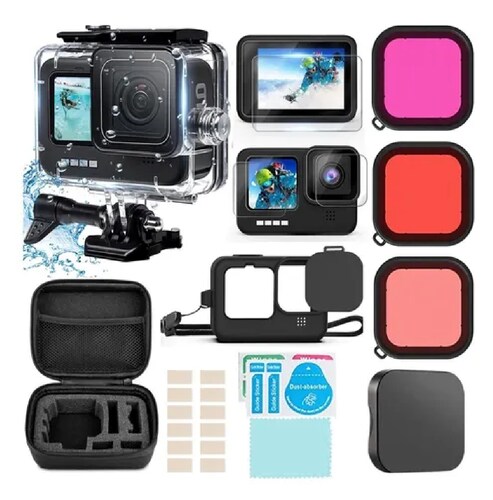 Kit Funda Impermeable, Protector Y Filtro Para/gopro Hero