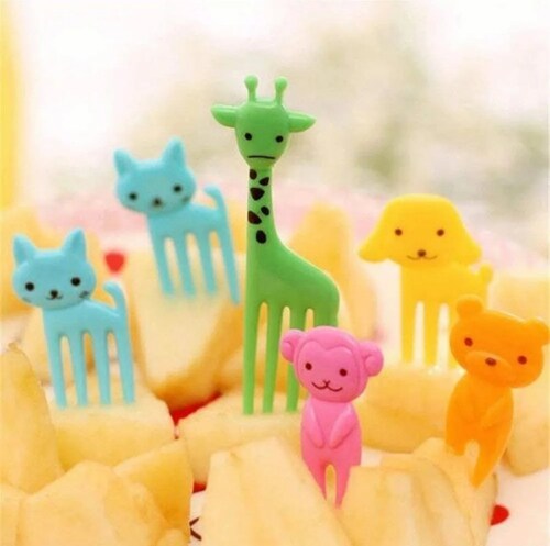98 Tenedores Palillos Animales Lunch Niños Fruta Decoración