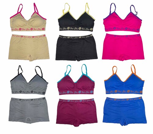 Coordinado Deportivo Set Top Con Esponja y Boxer Tatys Fashion Pack 6 sets Con 6 Diferentes Colores