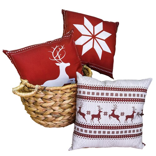 Set de 3 cojines Béla Navideños Doblevista 40cm Alto X 40cm Renos