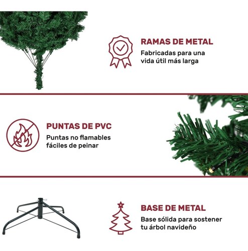 Arbol Navidad Verde 190 Cm Frondoso 736 Ramas Luces Led