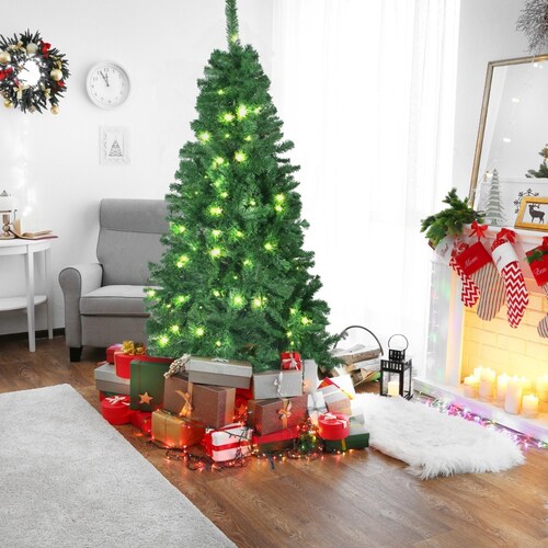 Arbol Navidad Verde 190 Cm Frondoso 736 Ramas Luces Led