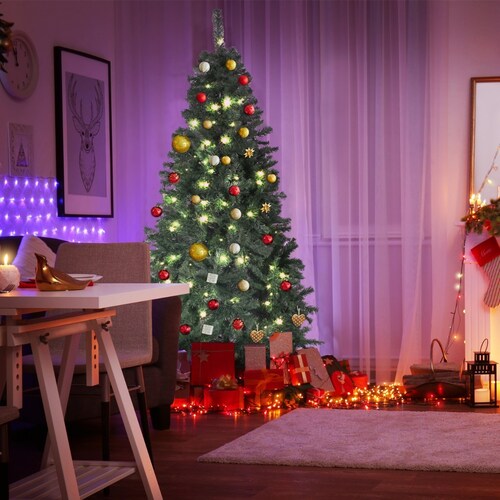 Arbol Navidad Verde 190 Cm Frondoso 736 Ramas Luces Led