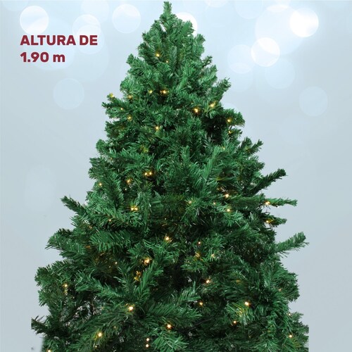 Arbol Navidad Verde 190 Cm Frondoso 736 Ramas Luces Led